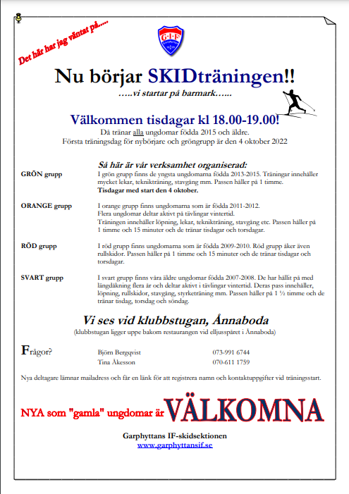 Träningsstart 4/10
